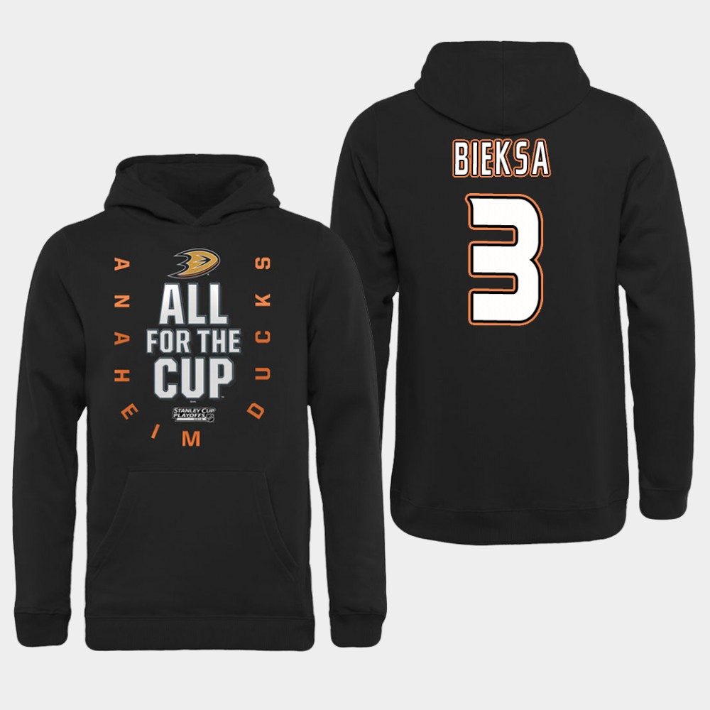 NHL Men Anaheim Ducks #3 Bieksa Black All for the Cup Hoodie